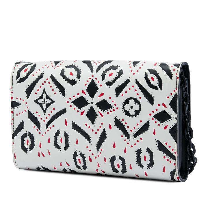 Graphic Imprimé Twist Wallet on Chain Cuir de veau Blanc