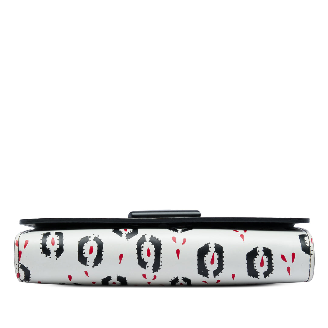 Graphic Imprimé Twist Wallet on Chain Cuir de veau Blanc