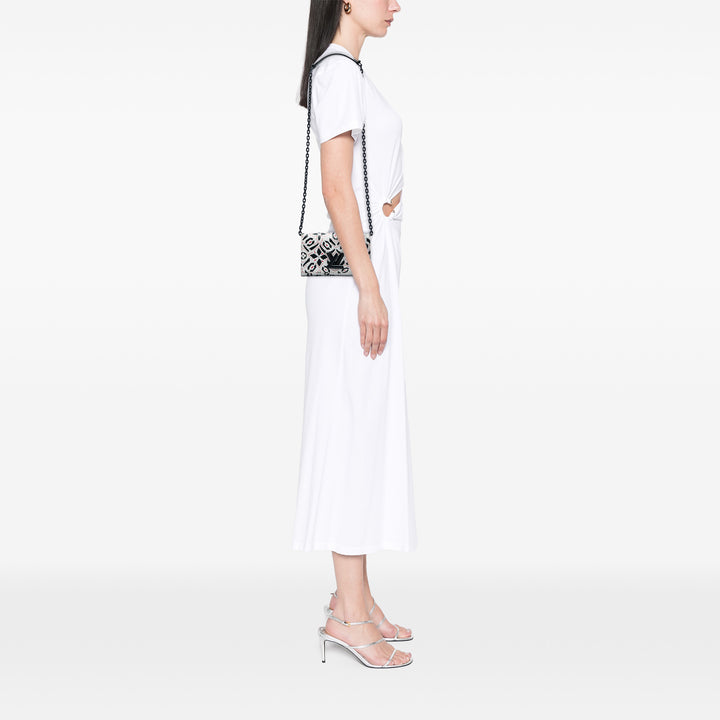 Graphic Imprimé Twist Wallet on Chain Cuir de veau Blanc