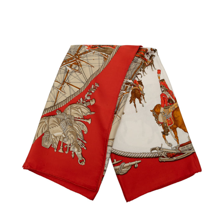 Hermès Marine et Cavalerie Soie Foulard 90