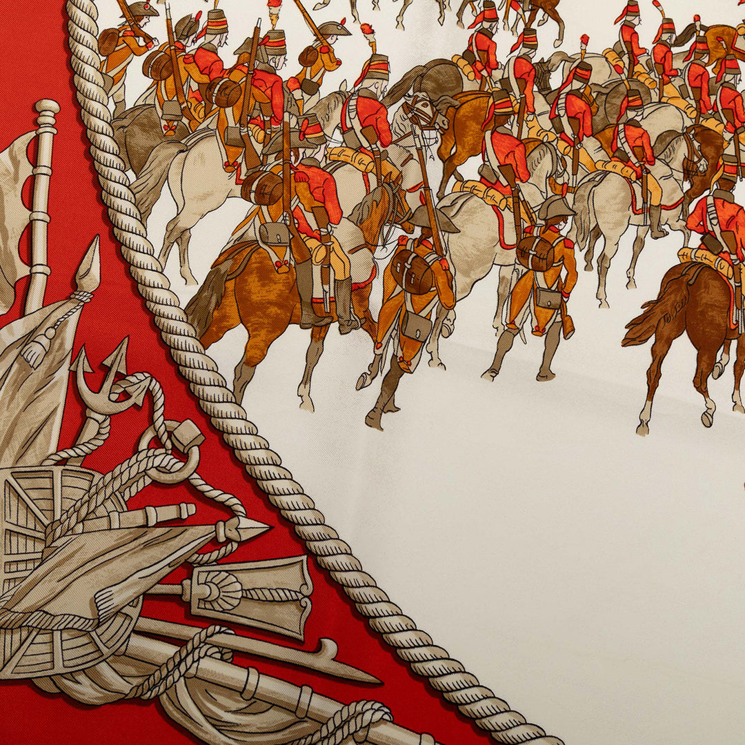 Hermès Marine et Cavalerie Soie Foulard 90