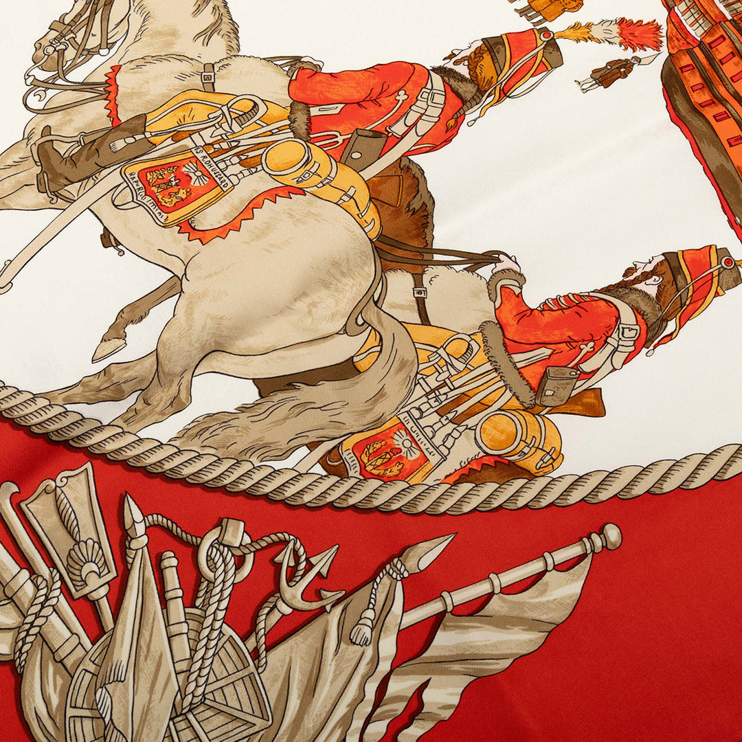 Hermès Marine et Cavalerie Soie Foulard 90