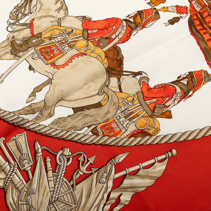Hermès Marine et Cavalerie Soie Foulard 90