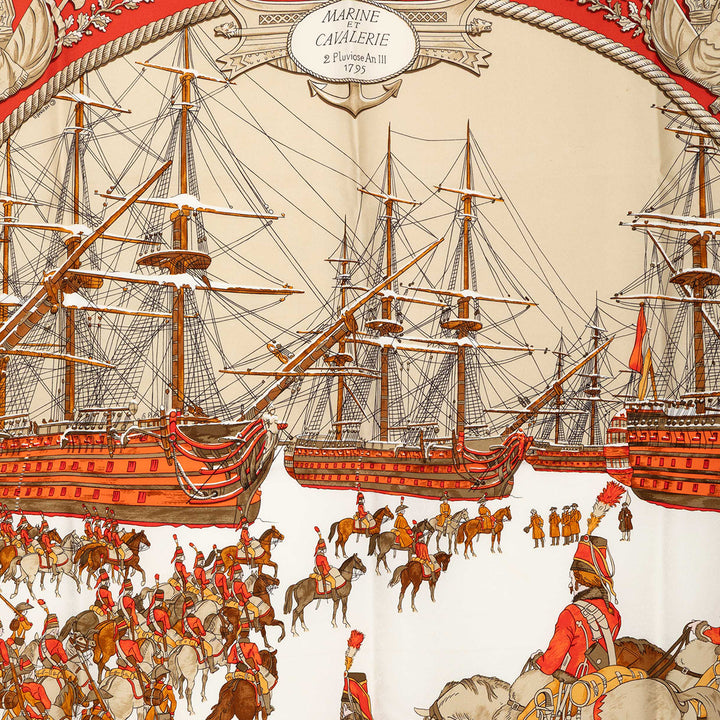 Hermès Marine et Cavalerie Soie Foulard 90