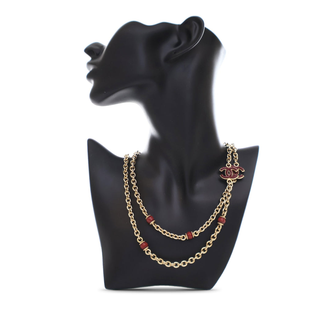 Gold Plated CC Long Chain Necklace Gold - Gaby Paris