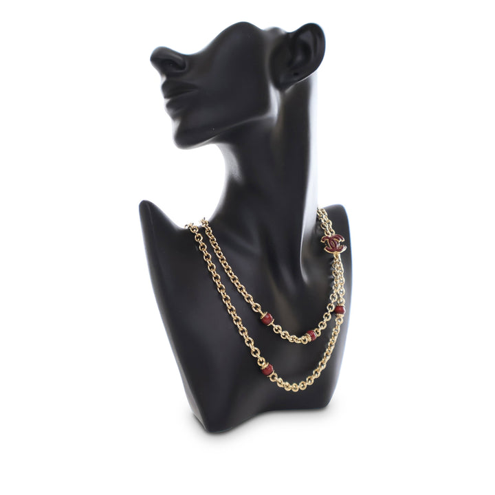 Gold Plated CC Long Chain Necklace Gold - Gaby Paris