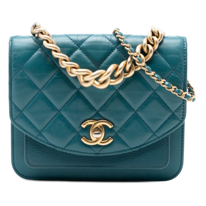 Chanel Mini Matelassé Cuir de veau et Caviar Chain Handle à rabat