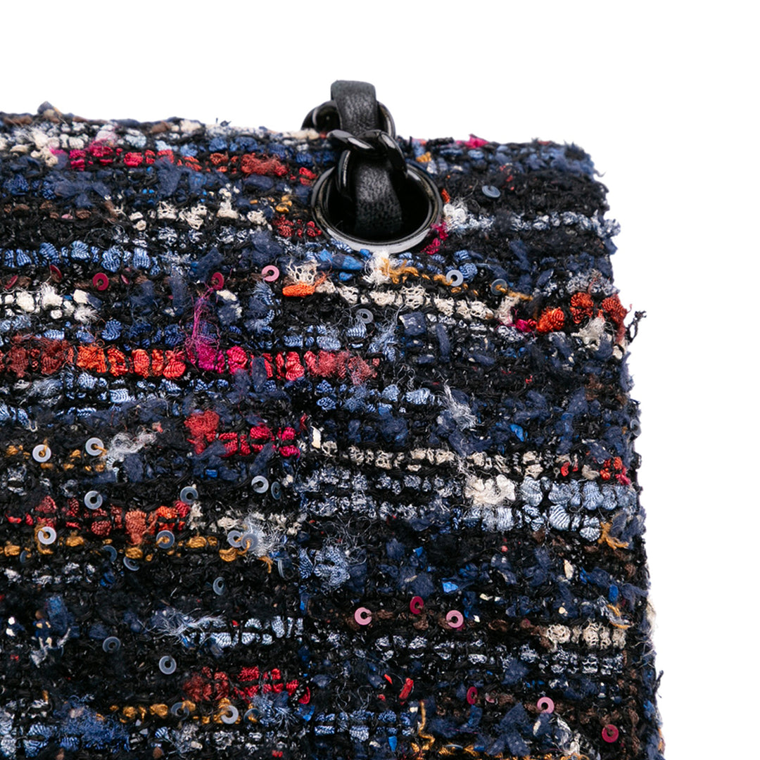 Chanel Medium Classic Tweed Double rabat Bleu – GABY PARIS Authentique