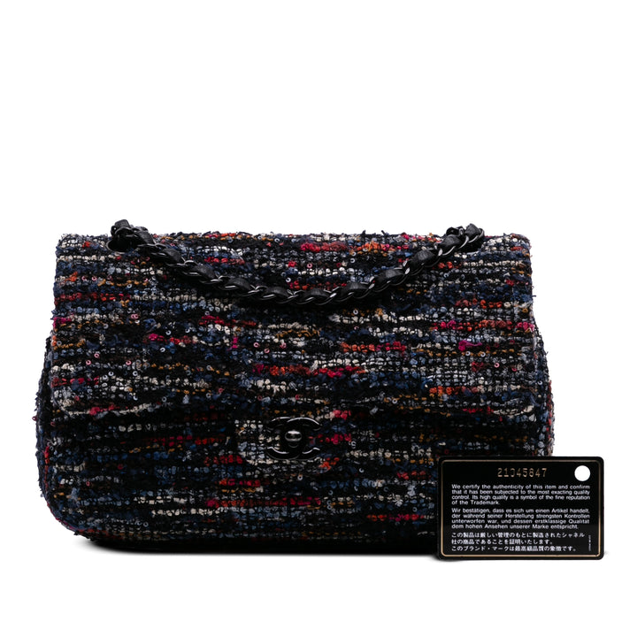 Chanel Medium Classic Tweed Double rabat Bleu – GABY PARIS Authentique