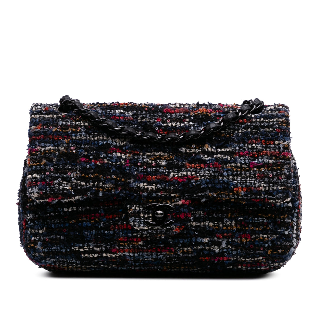 Chanel Medium Classic Tweed Double rabat Bleu – GABY PARIS Authentique