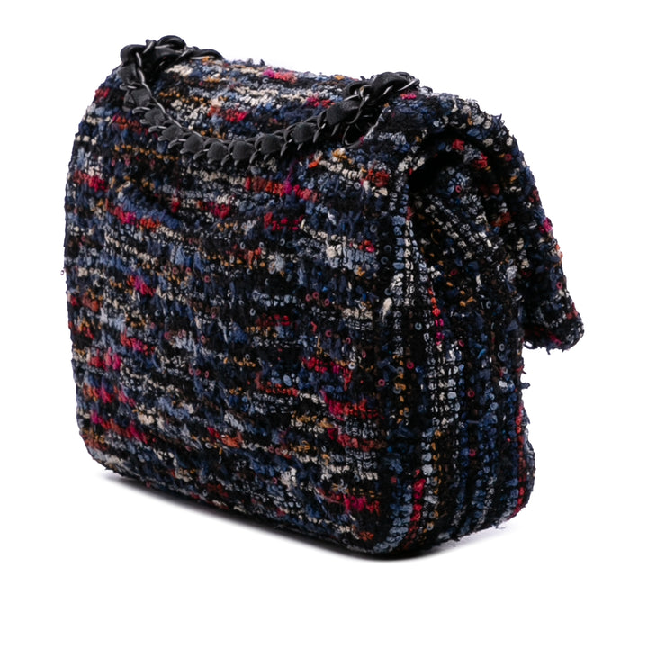 Chanel Medium Classic Tweed Double rabat Bleu – GABY PARIS Authentique