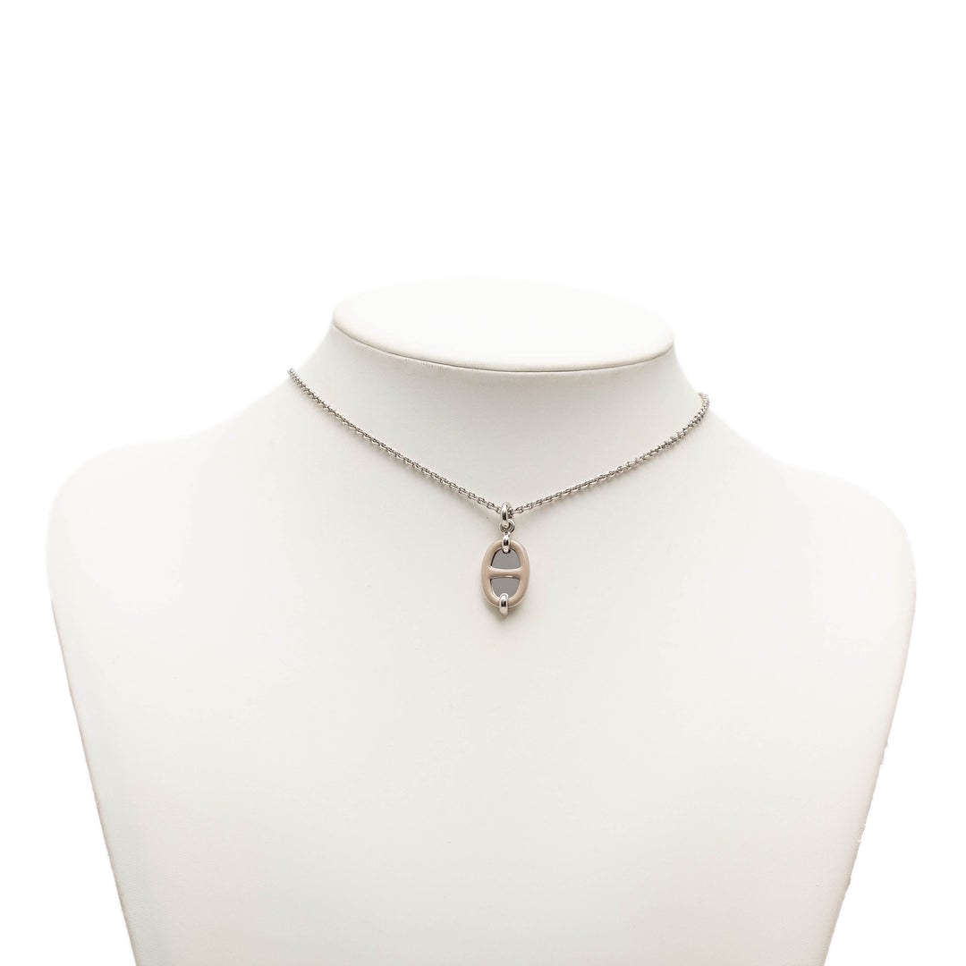 Palladium plaqué Maillon Pendant Collier Mini Other Argenté