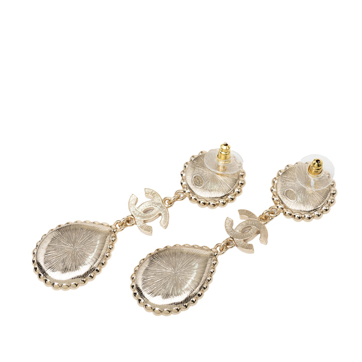 Chanel CC plaqué Strass et Perles fantaisie pendantes fermoir poussette Boucles d’oreilles