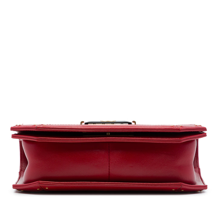 Chanel Matelassé Octagon CC Fermoir à rabat Petit Cuir de veau Rouge
