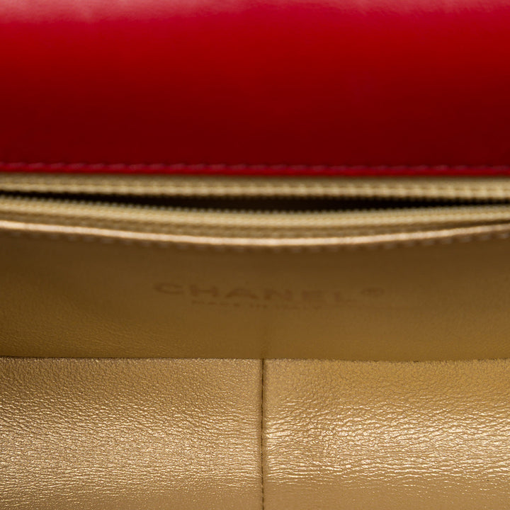 Chanel Matelassé Octagon CC Fermoir à rabat Petit Cuir de veau Rouge