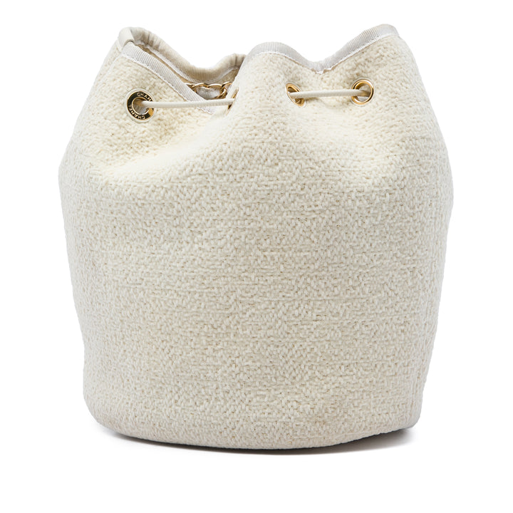 Deauville Sac à cordon seau Petit Tweed Blanc