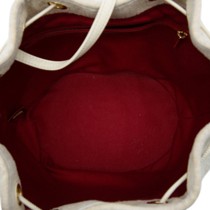 Deauville Sac à cordon seau Petit Tweed Blanc