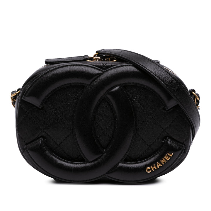 Chanel CC Quilted Cuir d’agneau Coco Midnight Sac caméra Noir