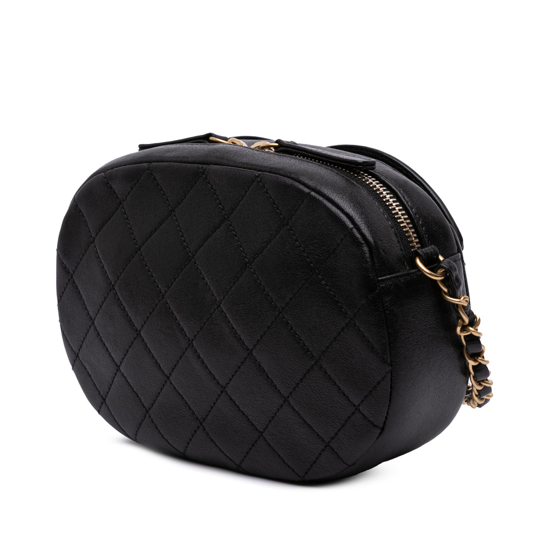 Chanel CC Quilted Cuir d’agneau Coco Midnight Sac caméra Noir