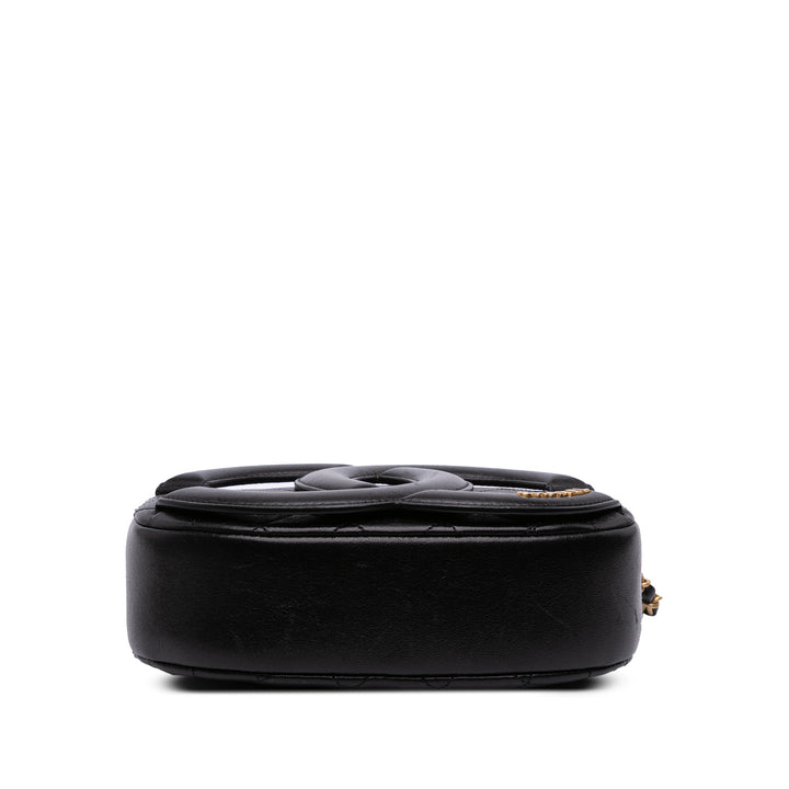 Chanel CC Quilted Cuir d’agneau Coco Midnight Sac caméra Noir