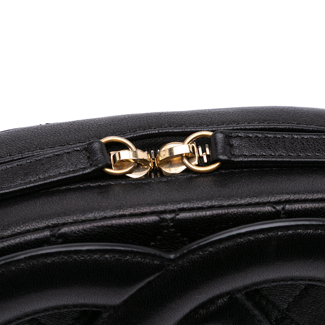 Chanel CC Quilted Cuir d’agneau Coco Midnight Sac caméra Noir
