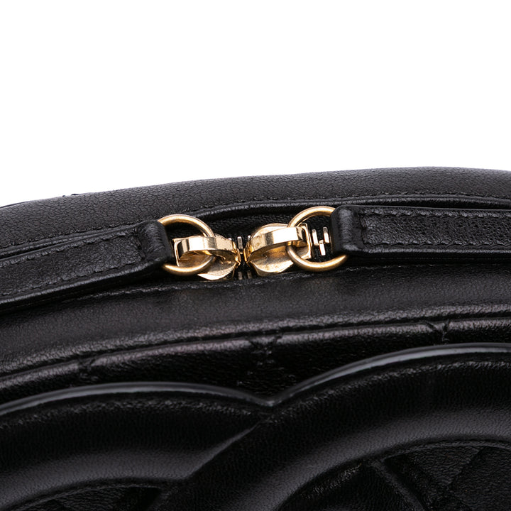 Chanel CC Quilted Cuir d’agneau Coco Midnight Sac caméra Noir