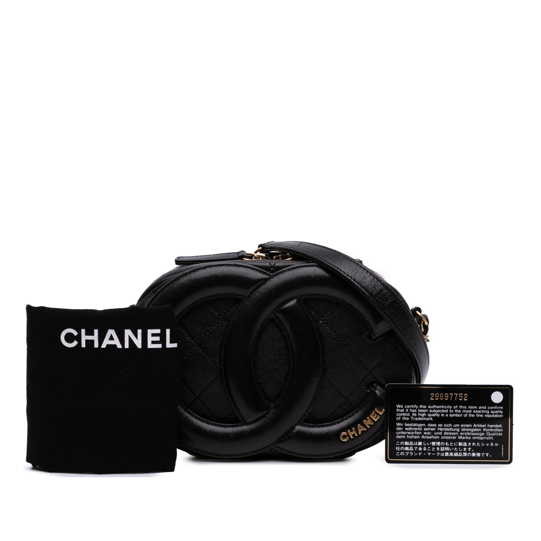 Chanel CC Quilted Cuir d’agneau Coco Midnight Sac caméra Noir