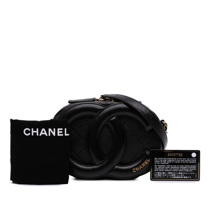 Chanel CC Quilted Cuir d’agneau Coco Midnight Sac caméra Noir