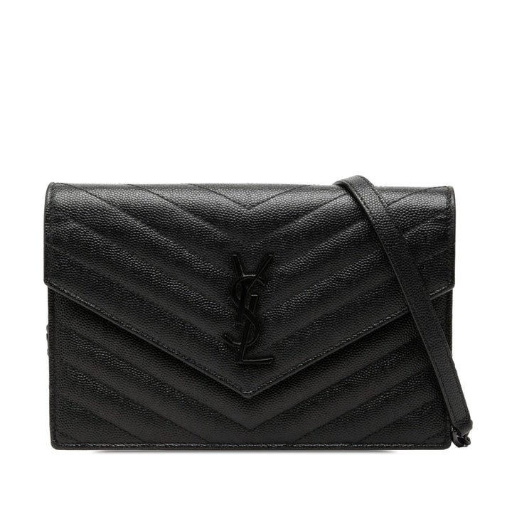 Grain De Poudre Cassandre Monochrome Enveloppe Chaîne Portefeuille Noir