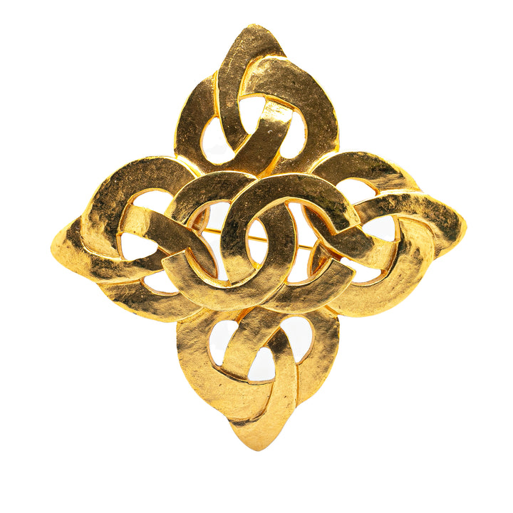 Gold Plated CC Flower Brooch Gold - Gaby Paris