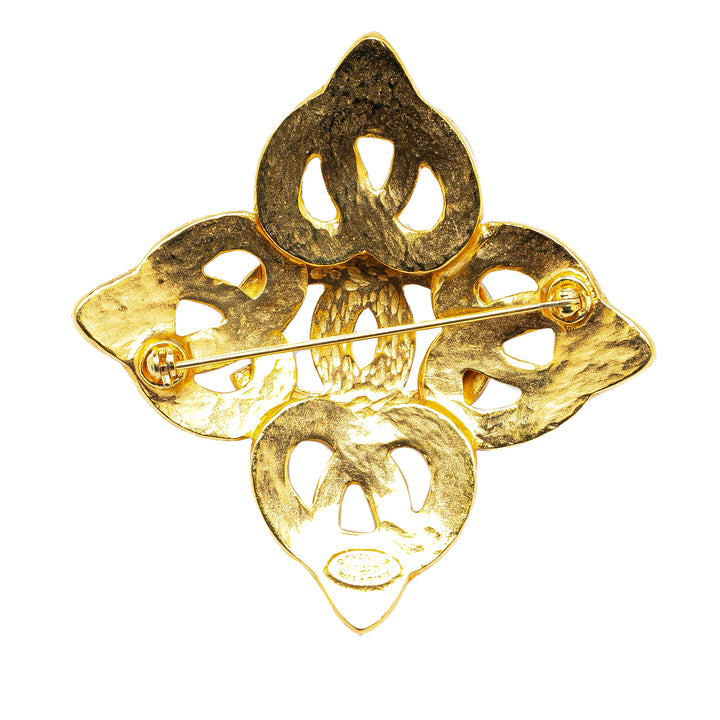 Gold Plated CC Flower Brooch Gold - Gaby Paris