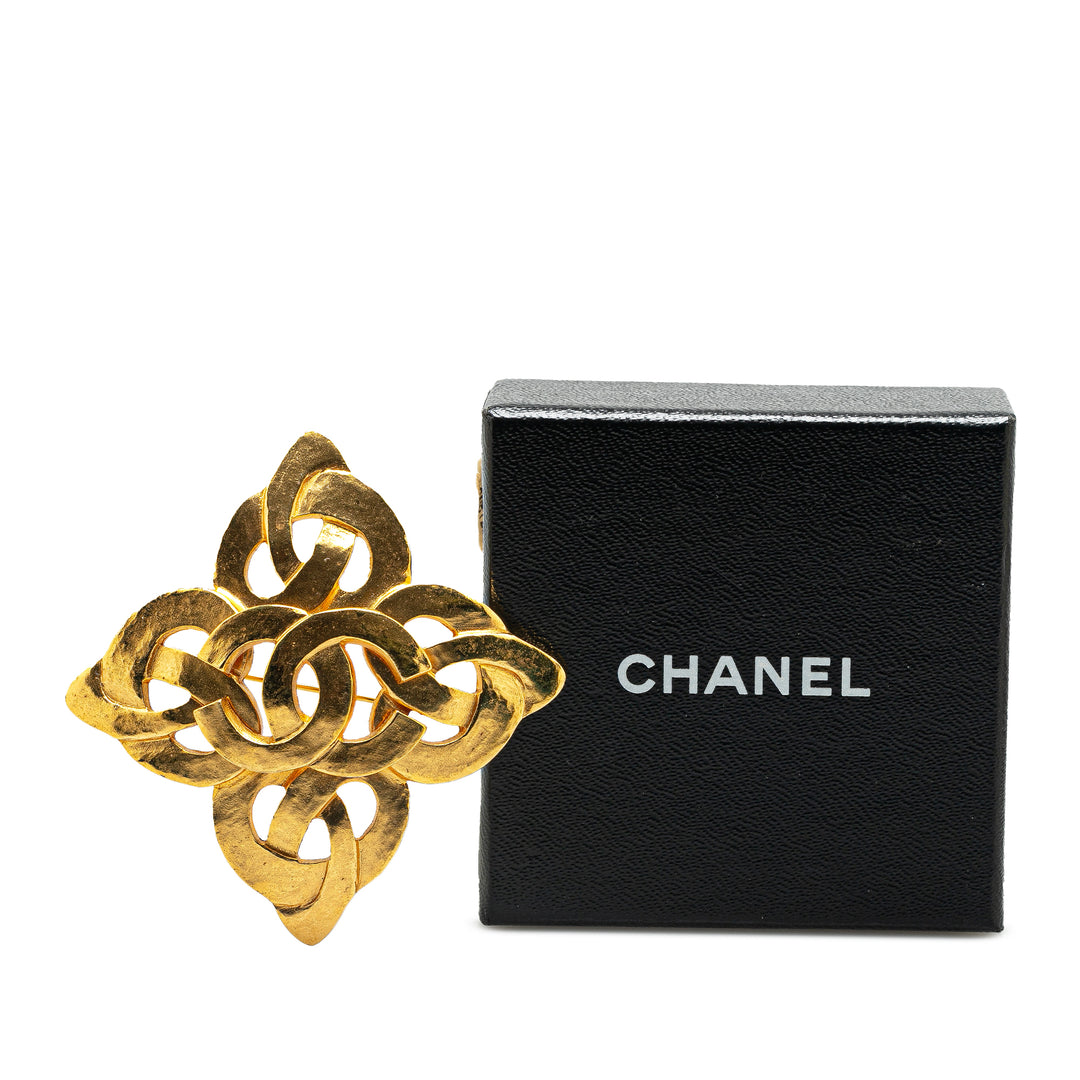 Gold Plated CC Flower Brooch Gold - Gaby Paris