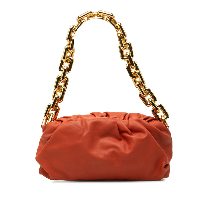 Bottega Veneta Pochette Chaîne Cuir d'agneau Orange – vue principale – GABY PARIS