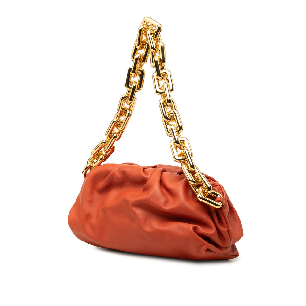 Bottega Veneta Pochette Chaîne Cuir d'agneau Orange – vue 2 – GABY PARIS