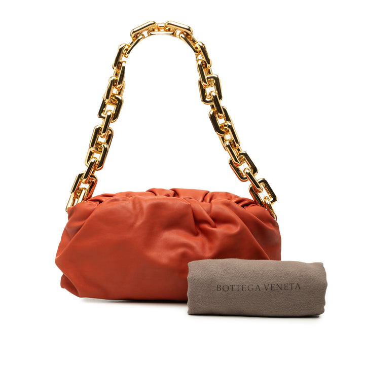 Bottega Veneta Pochette Chaîne Cuir d'agneau Orange – vue 7 – GABY PARIS