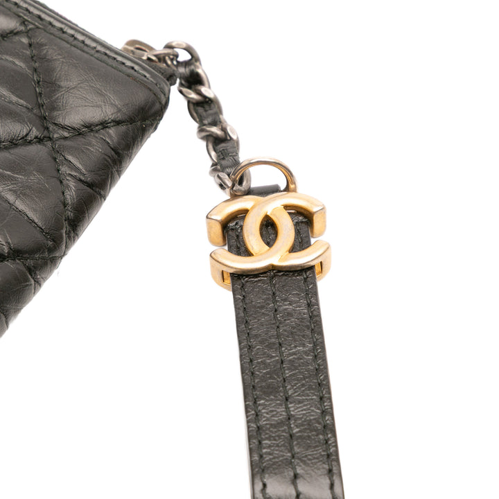 Large Aged Calfskin Gabrielle O Case Clutch Black - Gaby Paris