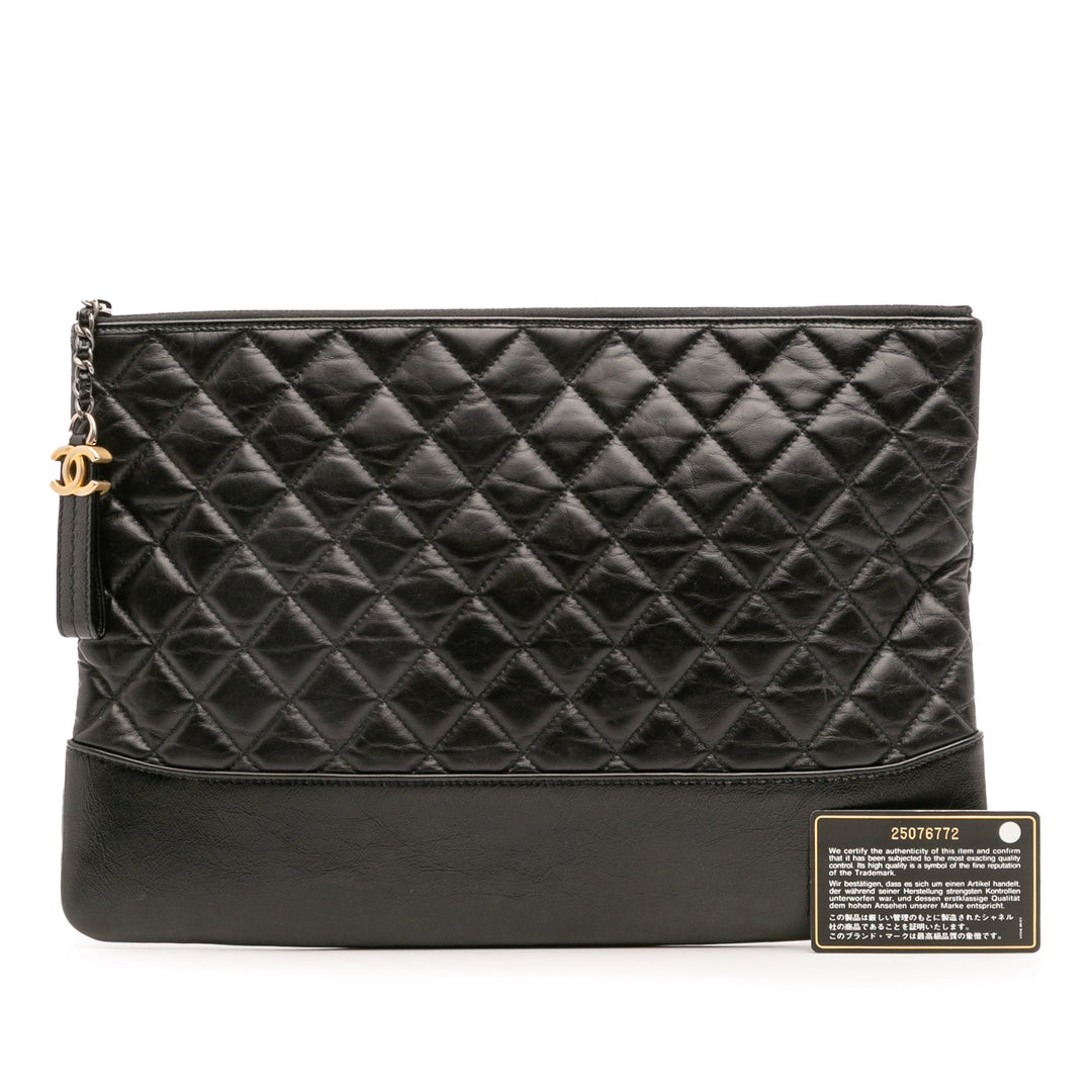 Large Aged Calfskin Gabrielle O Case Clutch Black - Gaby Paris