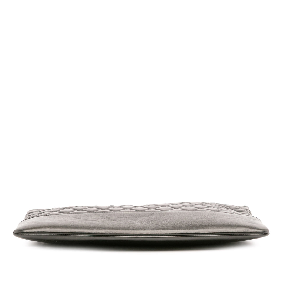 Large Aged Calfskin Gabrielle O Case Clutch Black - Gaby Paris
