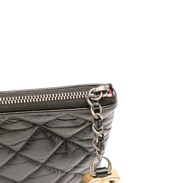 Large Aged Calfskin Gabrielle O Case Clutch Black - Gaby Paris