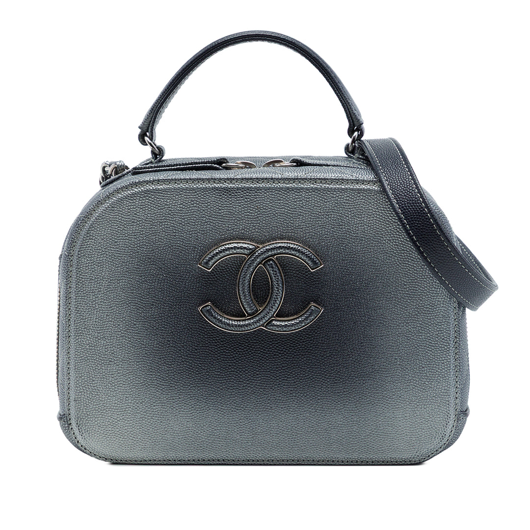Chanel CC Matelassé Métallisé Coco Curve Vanity Petit Cuir caviar Gris