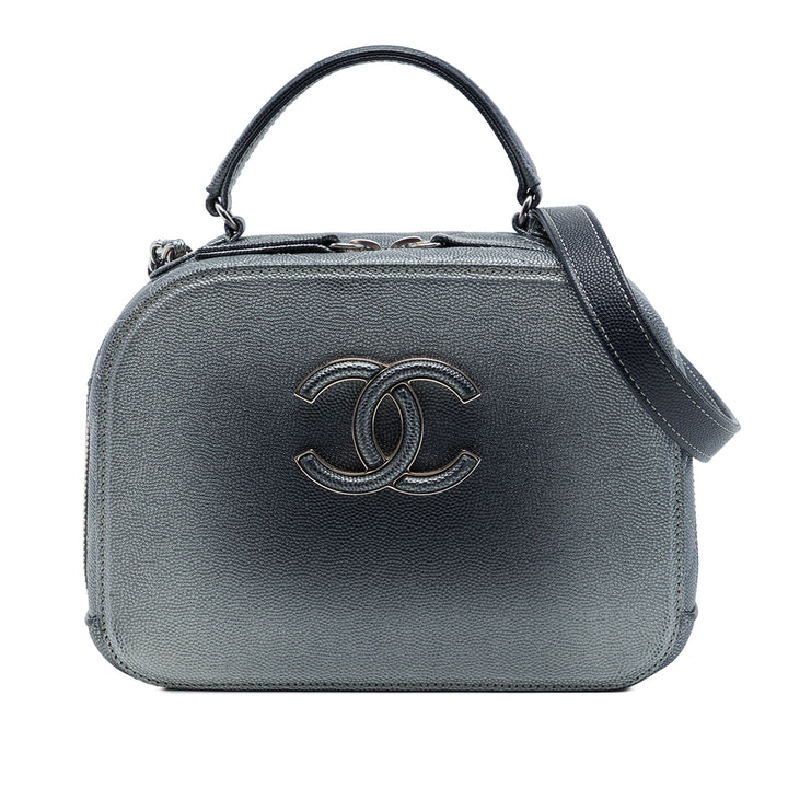 Chanel CC Matelassé Métallisé Coco Curve Vanity Petit Cuir caviar Gris