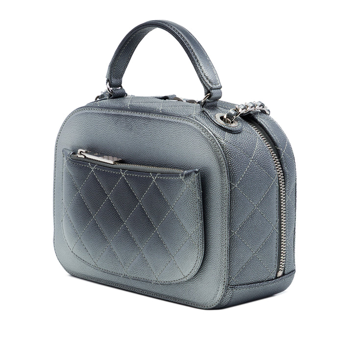 Chanel CC Matelassé Métallisé Coco Curve Vanity Petit Cuir caviar Gris