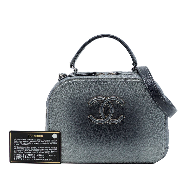 Chanel CC Matelassé Métallisé Coco Curve Vanity Petit Cuir caviar Gris