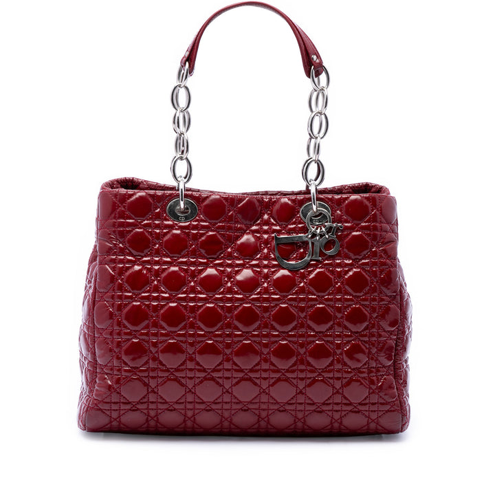 Dior Large Cuir verni Cannage Lady Dior Soft Shopping Cabas