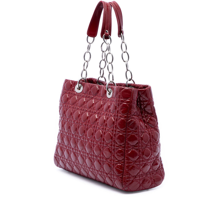 Dior Large Cuir verni Cannage Lady Dior Soft Shopping Cabas
