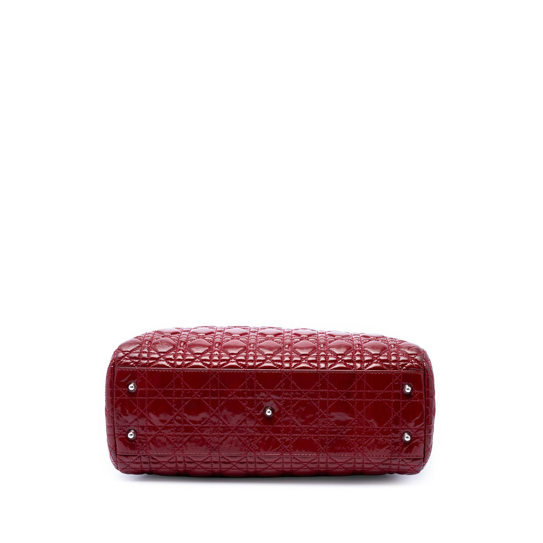 Dior Large Cuir verni Cannage Lady Dior Soft Shopping Cabas