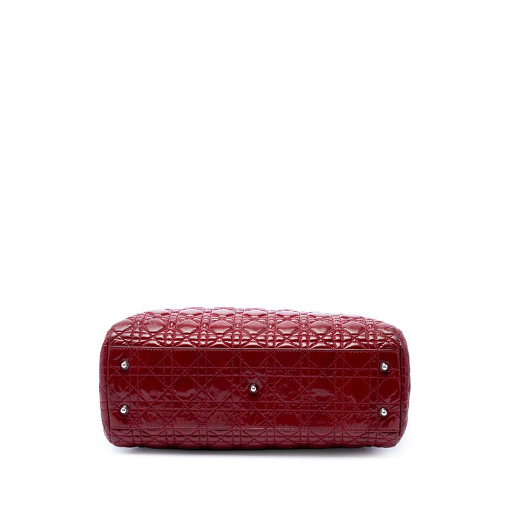 Dior Large Cuir verni Cannage Lady Dior Soft Shopping Cabas