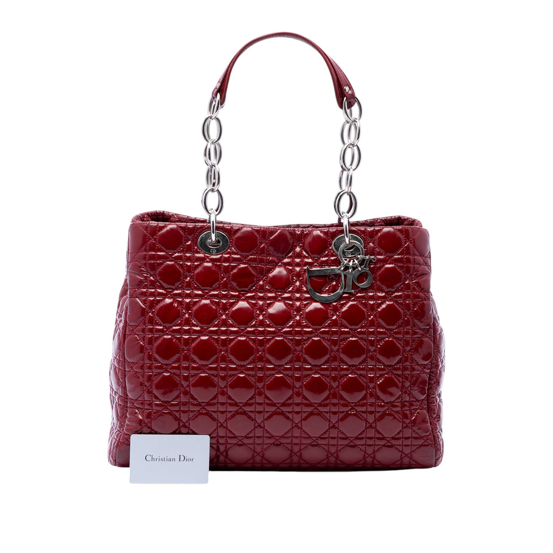 Dior Large Cuir verni Cannage Lady Dior Soft Shopping Cabas