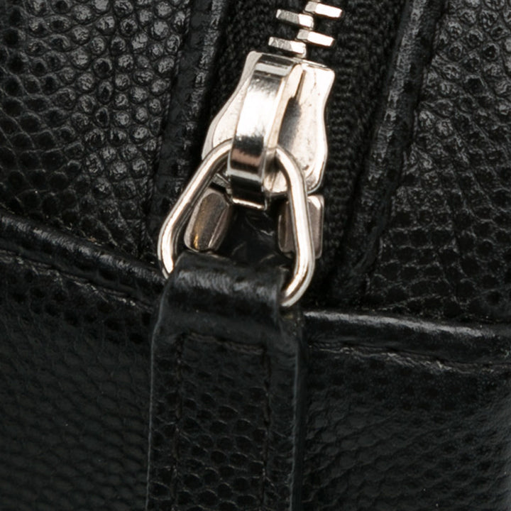 CC Quilted Caviar Round Clutch With Chain Black - Gaby Paris