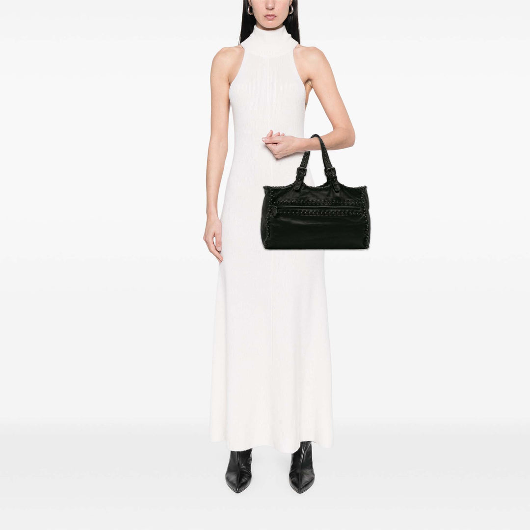 Bottega Veneta Studded Cuir Cabas Noir